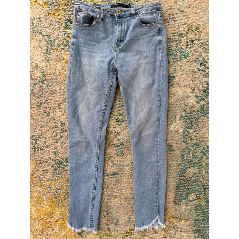 Issimo Denim Womens Light Wash Skinny Jeans Frayed Step Hem Size 38/6